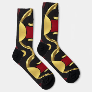 Gold Black Abstract Pattern Socks
