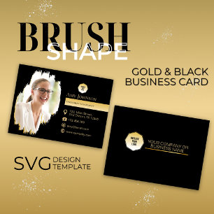Gold & Black, Add Own Photo To Brush Shape SVG Business Card