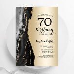 Gold Black Agate 70th Birthday Invitation<br><div class="desc">Black and gold agate 70th birthday party invitation. Elegant modern design featuring rock stone marble geode background,  faux glitter gold and typography script font. Trendy invite card perfect for a stylish women's bday celebration. Printed Zazzle invitations or instant download digital printable template.</div>