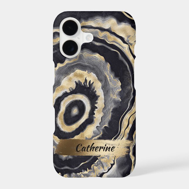 Gold Black Agate Stone Abstract Pattern (Back)