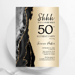 Gold Black Agate Surprise 50th Birthday Invitation<br><div class="desc">Black and gold agate surprise 50th birthday party invitation. Elegant modern design featuring rock stone marble geode background,  faux glitter gold and typography script font. Trendy invite card perfect for a stylish women's bday celebration. Printed Zazzle invitations or instant download digital printable template.</div>