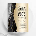 Gold Black Agate Surprise 60th Birthday Invitation<br><div class="desc">Black and gold agate surprise 60th birthday party invitation. Elegant modern design featuring agate marble geode background,  faux glitter gold and typography script font. Trendy invite card perfect for a stylish women's bday celebration. Printed Zazzle invitations or instant download digital printable template.</div>