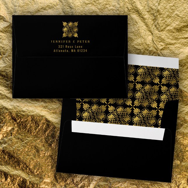 Gold Black Ancient Greek Meander Pattern Envelope (Creator Uploaded)