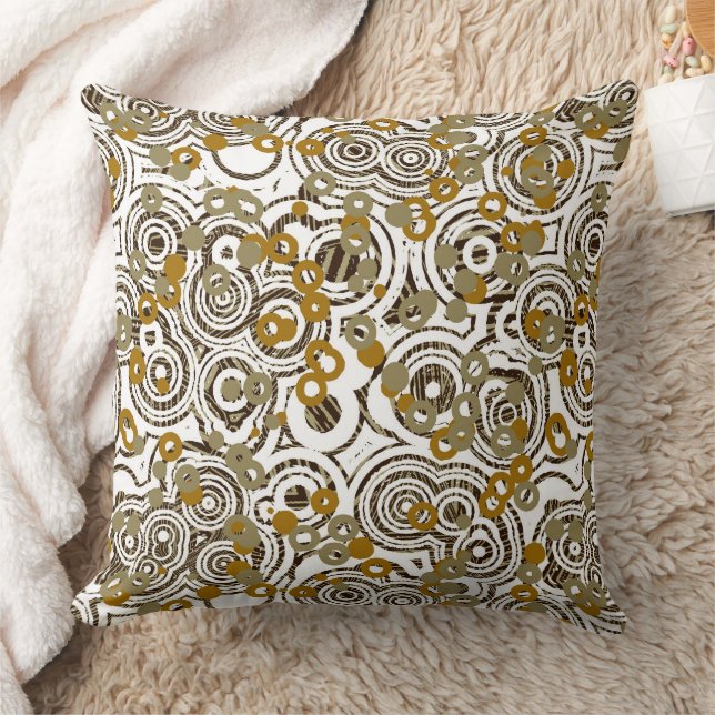 Gold Black and Olive abstract geometric Cushion (Blanket)