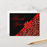 Gold Black and Red Leopard Foil Ribbon Bow Gift