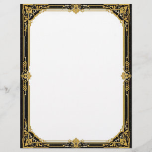 Gold Black and White Art Deco Custom Letterhead