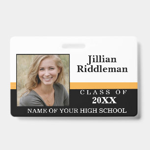 Gold, Black and White Photo Event Badge ID Badge