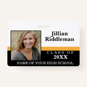 Gold, Black and White Photo Event Badge ID Badge