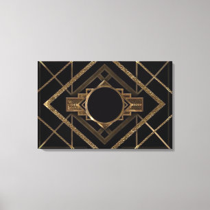 gold, black,art deco, metallic,pattern,vintage,chi canvas print