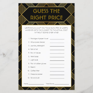 Gold & Black Art Deco Vintage Bridal Shower Game