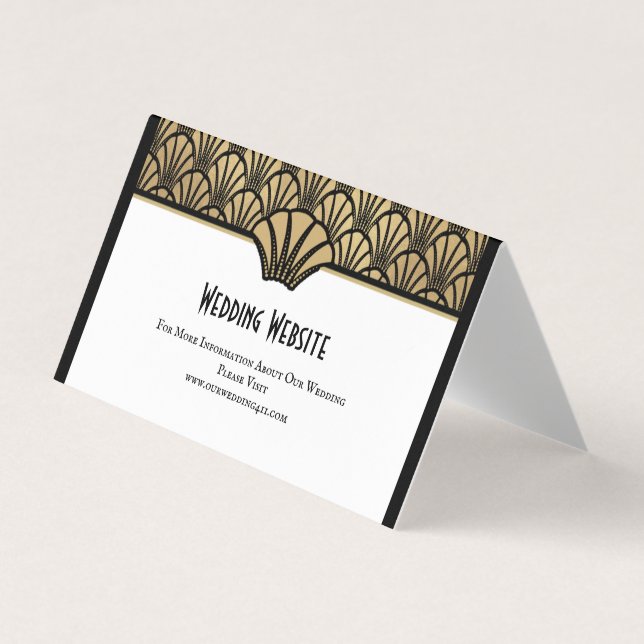Gold Black Art Deco Wedding Wedding Website Notes Business Card (Front)