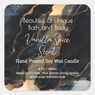 Gold Black Artwork Bottle Candle Jar Product Label