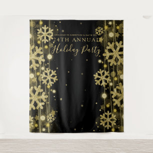 Gold Black Backdrop Corporate Holiday Party Tapestry