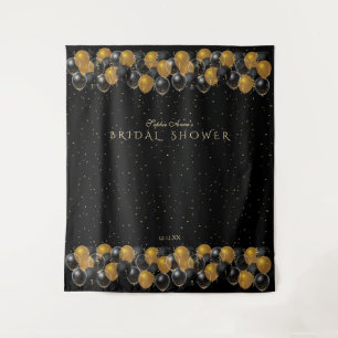 Gold Black Balloons Bridal Shower Photo Booth Tapestry