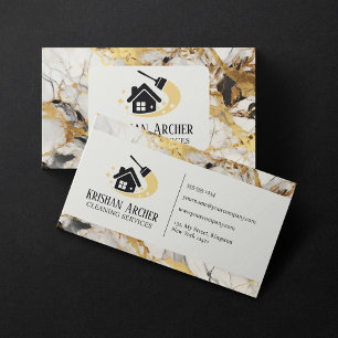 Gold Black Biege Marble maid service Housekeeper Business Card