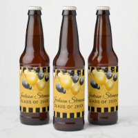 Gold Black Black Stripes Graduation Party Beer Bot