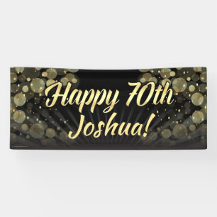 Gold/Black Bokeh 70th Birthday Party Decoration Banner