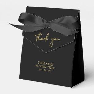 Gold & Black Brush Script Party Thank you Favour Box