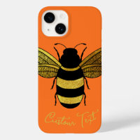 GOLD BLACK BUMBLEBEE CALLIGRAPHY TEXT SHINY BEE 
