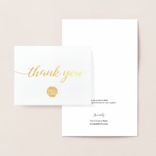 Gold Black Business Elegant small thank you Foil Card