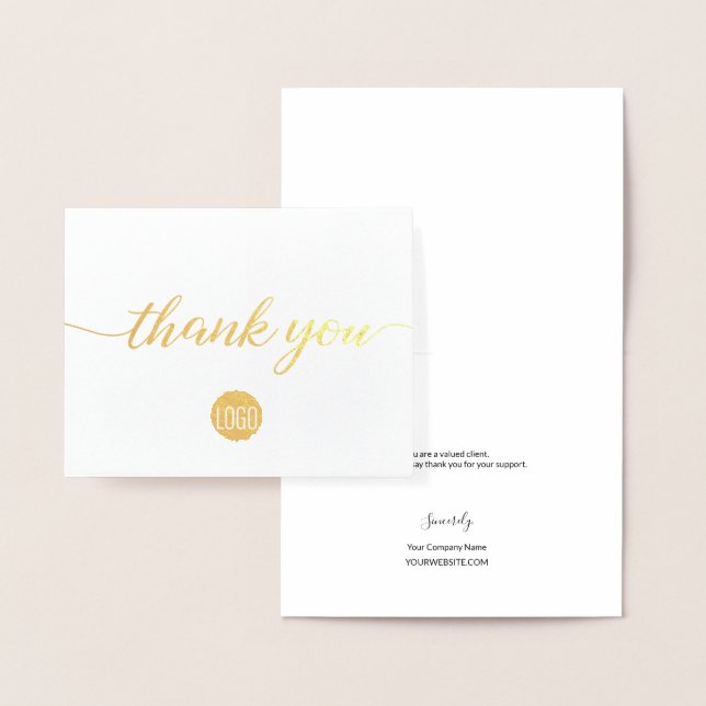 Gold Black Business Elegant small thank you Foil Card (Display)