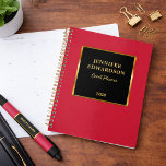 Gold black cardinal red professional business planner<br><div class="desc">Modern elegant black and gold,  cardinal red,  personal,  business planner.
Add your own name and text at the front to personalise.</div>