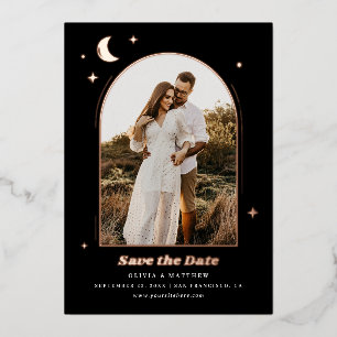 Gold Black Celestial Save the Date   Moon Photo