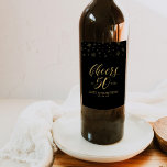 Gold & Black Cheers 50th Birthday Party Wine Label<br><div class="desc">This modern bottle label is perfect for a chic black and gold 50th birthday party. The design features golden typography " Cheers to 50 years " and sparkle graphics. You can personalise the text and background colour. Matching invitations and party supplies are available at my shop BaraBomDesign. If you need...</div>