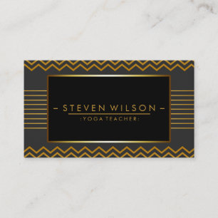 Gold Black Chevron Yoga Holistic Massage Business Card