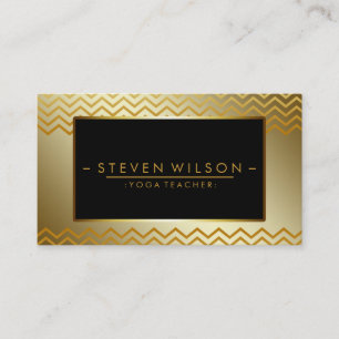 Gold Black Chevron Yoga Holistic Massage Business Card