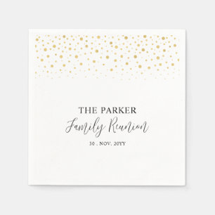 Gold & Black Chic Confetti Family Reunion Party Napkin