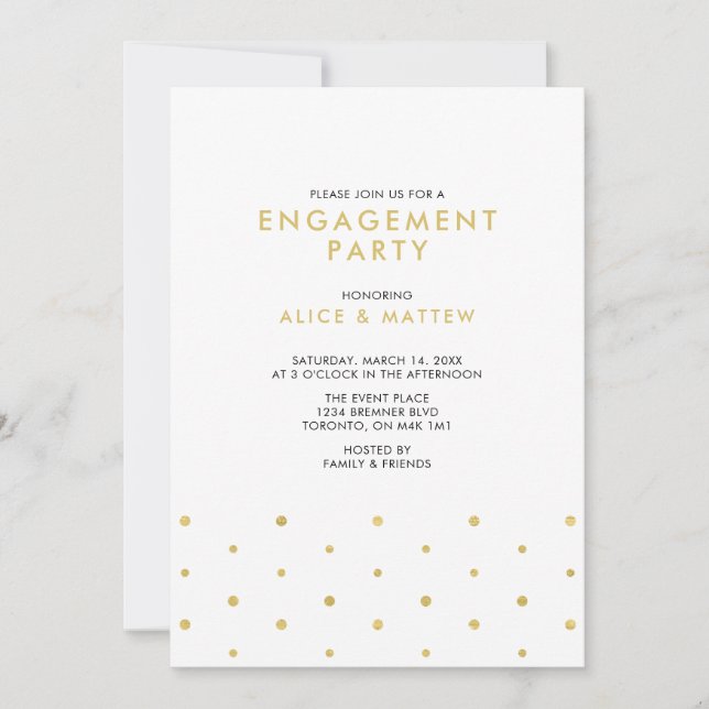Gold & Black | Chic Modern Engagement Party Invitation (Front)