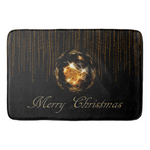 Gold black Christmas Bath Mat