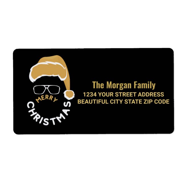 Gold Black Christmas Holiday Party Return Address  (Front)