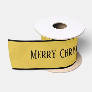 Gold Black Christmas Holiday Satin Ribbon
