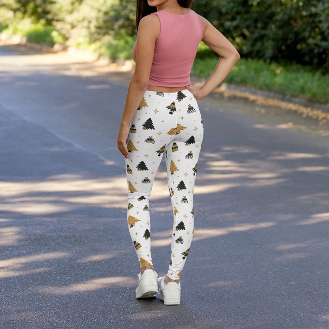 Gold Black Christmas Tree Pattern Leggings (Creator Uploaded)