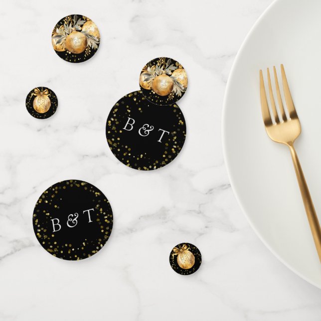 Gold Black Christmas Wedding Confetti (Group)