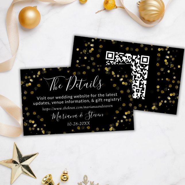 Gold Black Christmas Wedding Website Enclosure Card (Creator Uploaded)