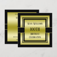 Gold & Black Class Men's 100th Birthday Party