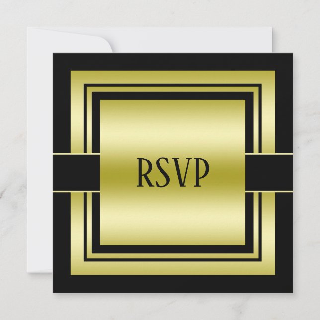 Gold & Black Class Men's Birthday RSVP (Front)