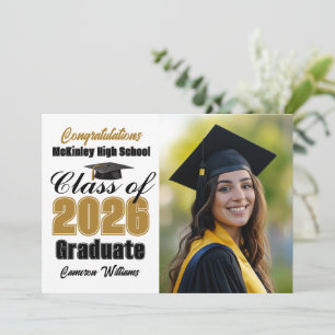 Gold Black Class of 2026 Graduate Photo Graduation Announcement