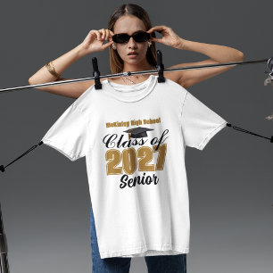 Gold Black Class of 2027 High School Senior Custom T-Shirt