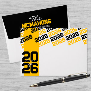 Gold & Black Class of + Return Address Graduation Envelope