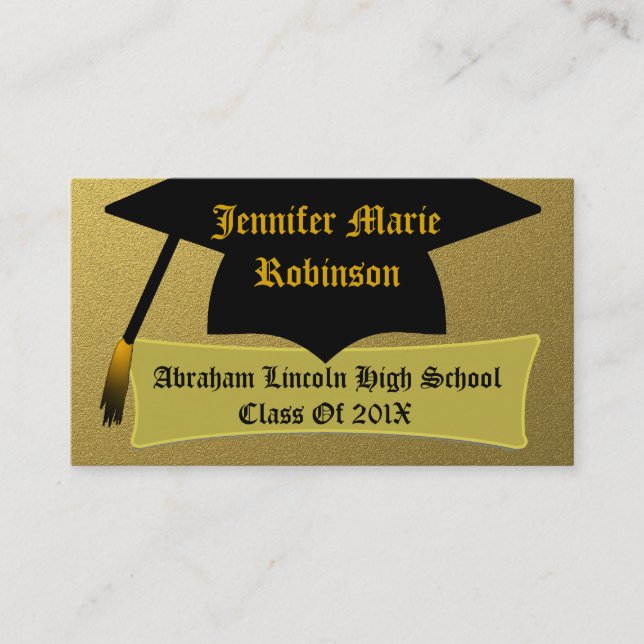Gold & Black Classy Personalised Graduate's Card (Front)