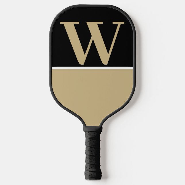 Gold & Black College Monogram Pickleball Paddle (Front)