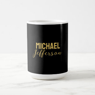 Gold black color elegant modern minimalist name coffee mug