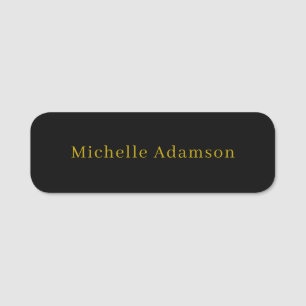 Gold & Black Color Professional Plain Modern Name Tag