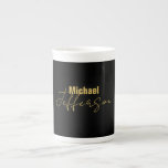 Gold black colour elegant modern minimalist name bone china mug<br><div class="desc">A perfect design that will work in business or in your private life. A simple,  minimalist,  perfect look. Just for you.</div>