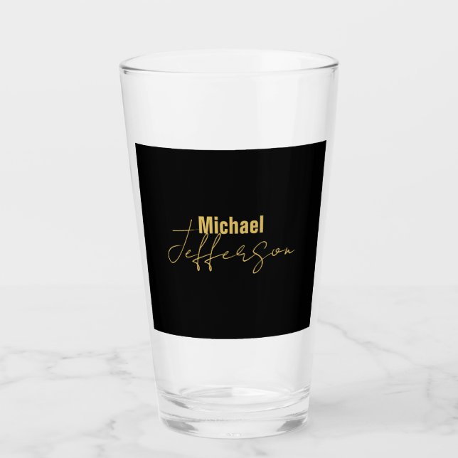 Gold black colour elegant modern minimalist name glass (Front)