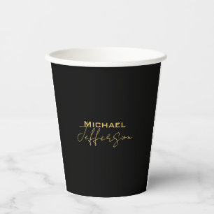 Gold black colour elegant modern minimalist name paper cups